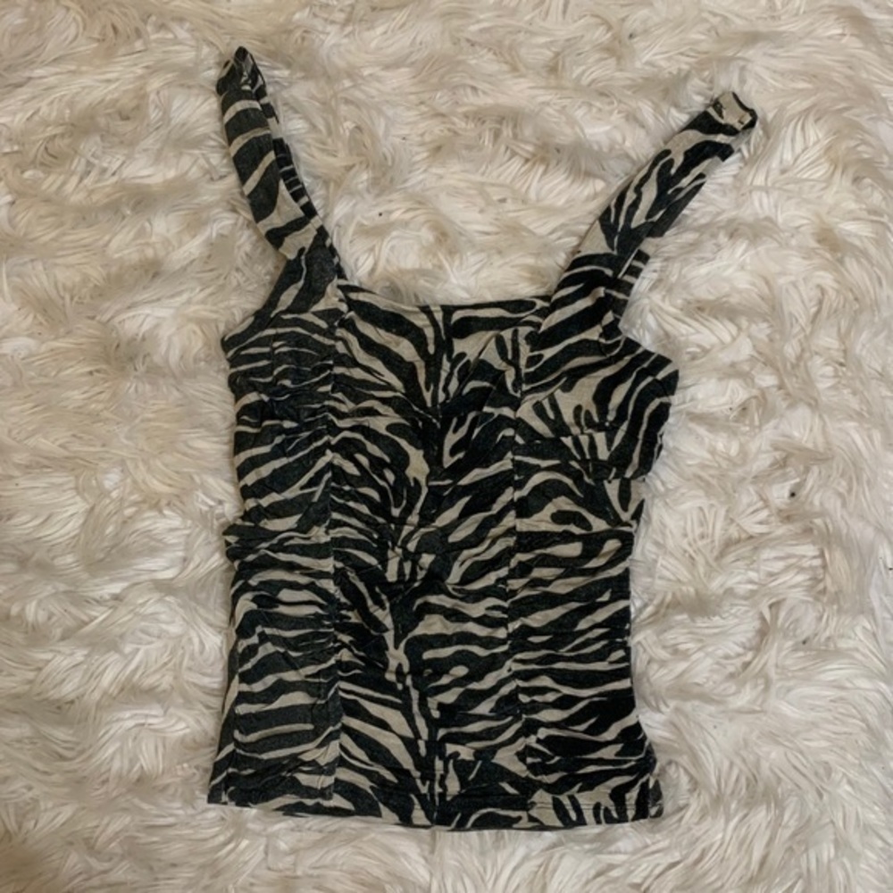 Express Zebra Print Ruched‎ Front Tank Small - Picture 7 of 8